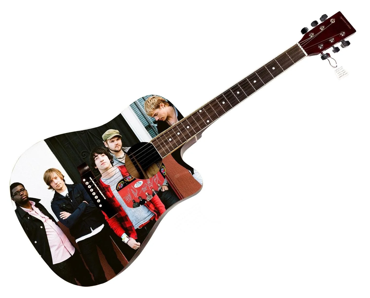 Plain White T?s Signed Custom Graphics Photo Guitar ACOA, image 3