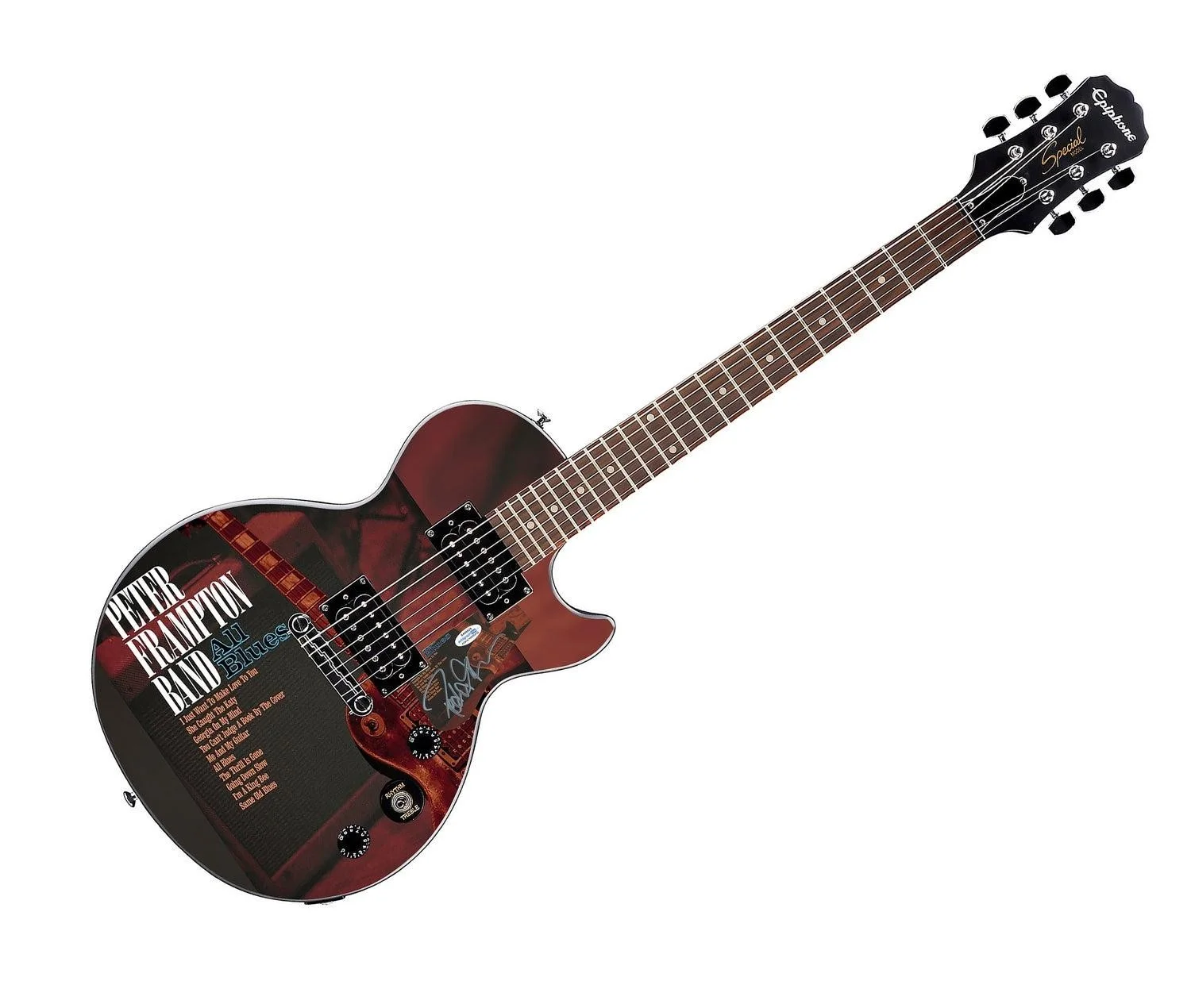 Peter Frampton All Blues Autographed Gibson Epiphone Les Paul Graphics Guitar AC, image 3