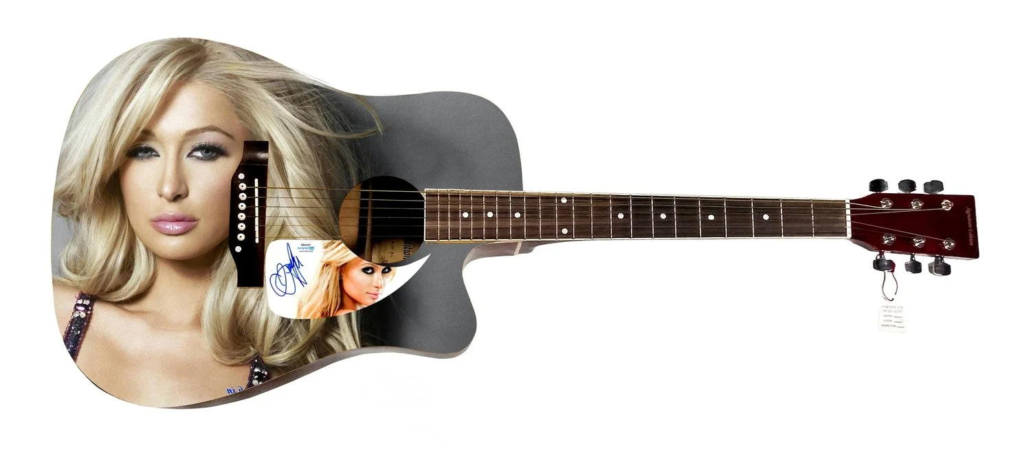 Paris Hilton Signed Custom Graphics Photo Guitar ACOA, image 2