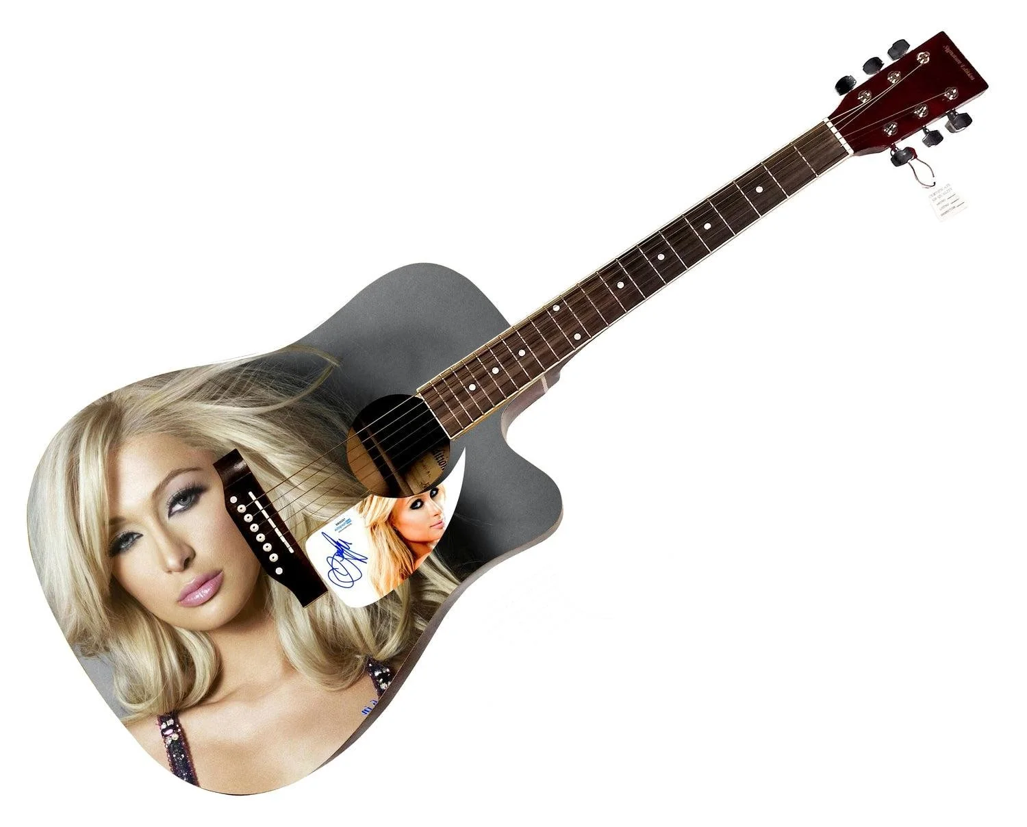 Paris Hilton Signed Custom Graphics Photo Guitar ACOA, image 3