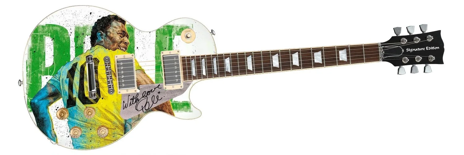Pele Signed 1/1 Custom Graphics Guitar, image 2