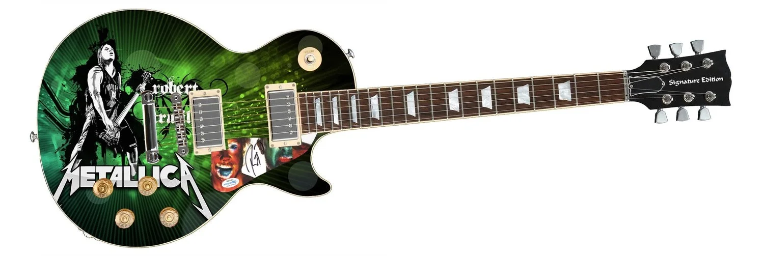 Metallica Robert Trujillo Signed Autographed Custom Photo Graphics Guitar ACOA, изображение 2