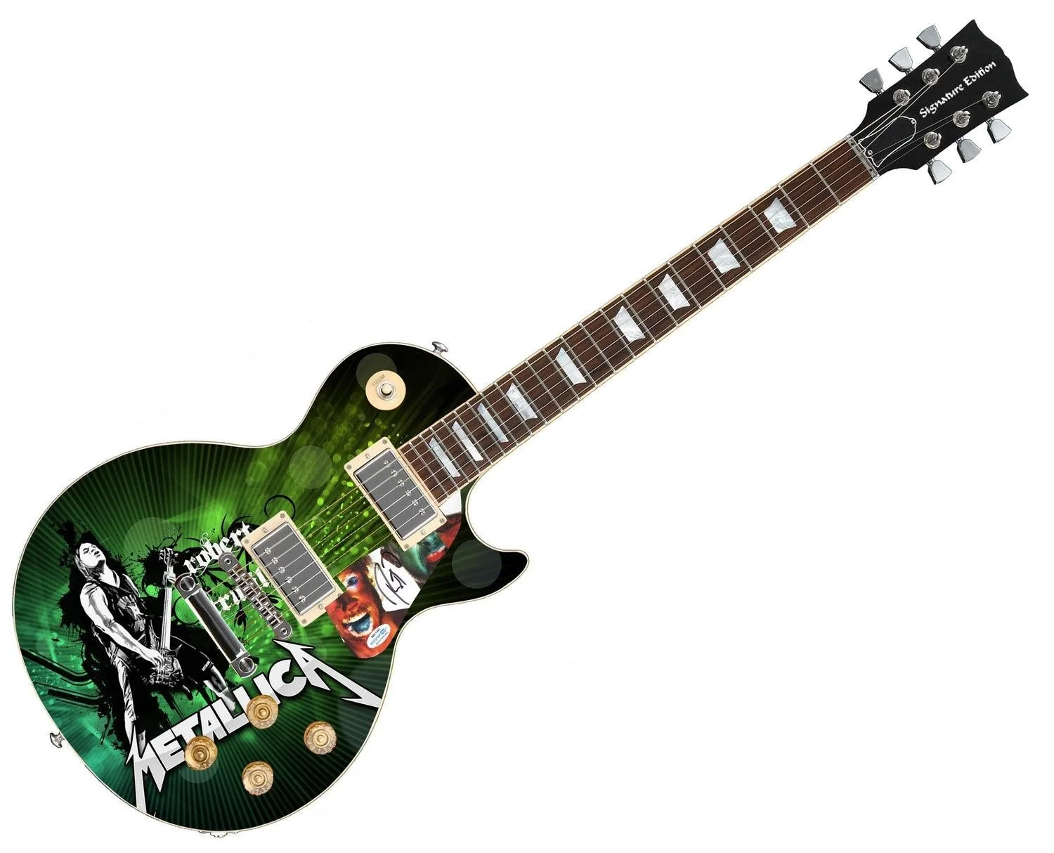 Metallica Robert Trujillo Signed Autographed Custom Photo Graphics Guitar ACOA, изображение 3