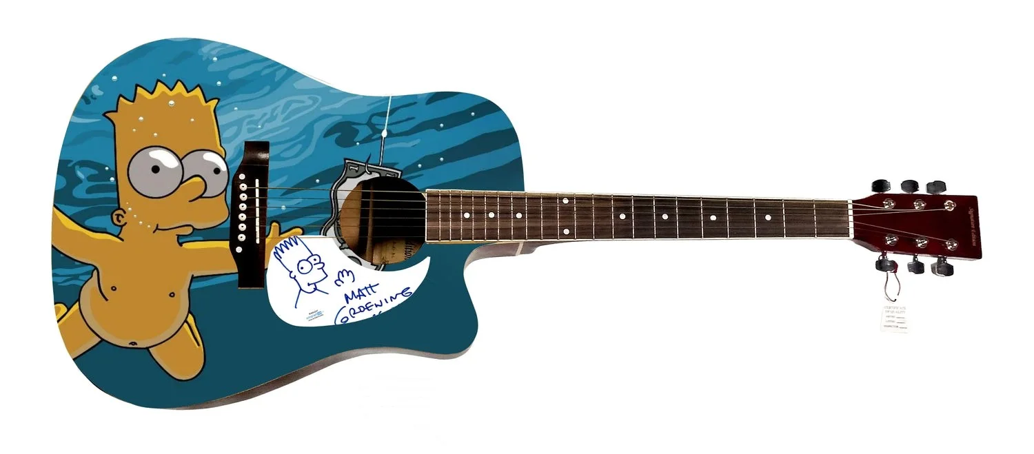 Matt Groening w Bart Sketch Autographed 1:1 The Simpsons Graphics Photo Guitar A, изображение 2