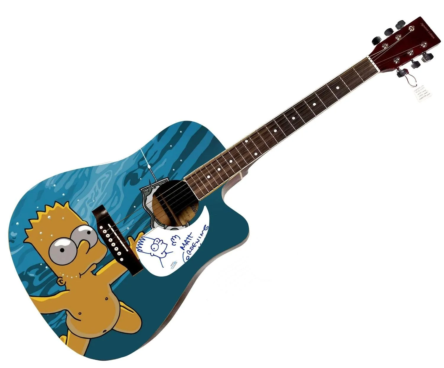 Matt Groening w Bart Sketch Autographed 1:1 The Simpsons Graphics Photo Guitar A, изображение 3