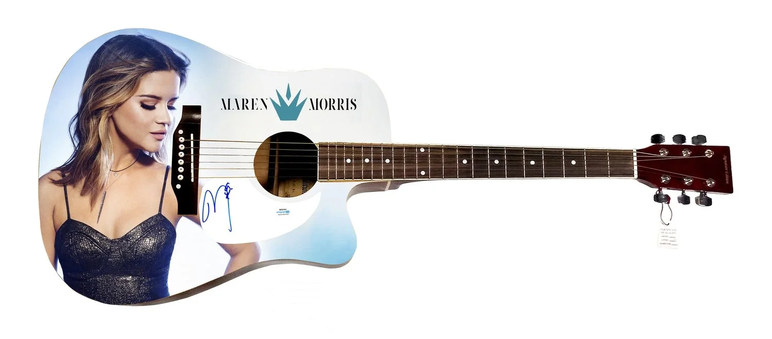 Maren Morris Signed 1/1 Custom Graphics Guitar ACOA, image 2