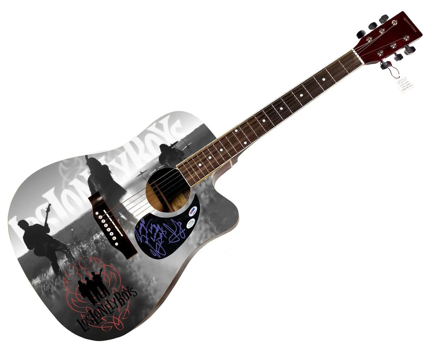 Los Lonely Boys Signed 1:1 Signature Edition Graphics Photo Guitar ACOA PSA, image 3