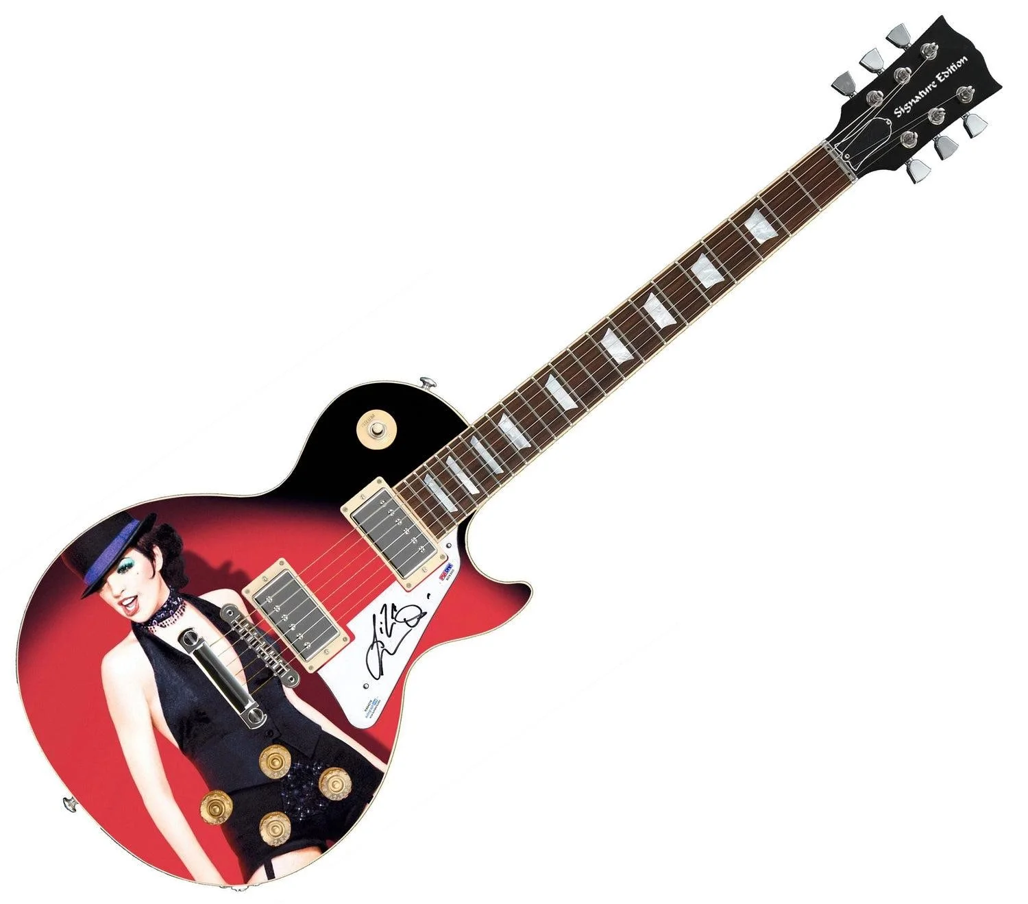 Liza Minnelli Signed Autographed 1/1 Custom Graphics Photo Guitar ACOA, изображение 3