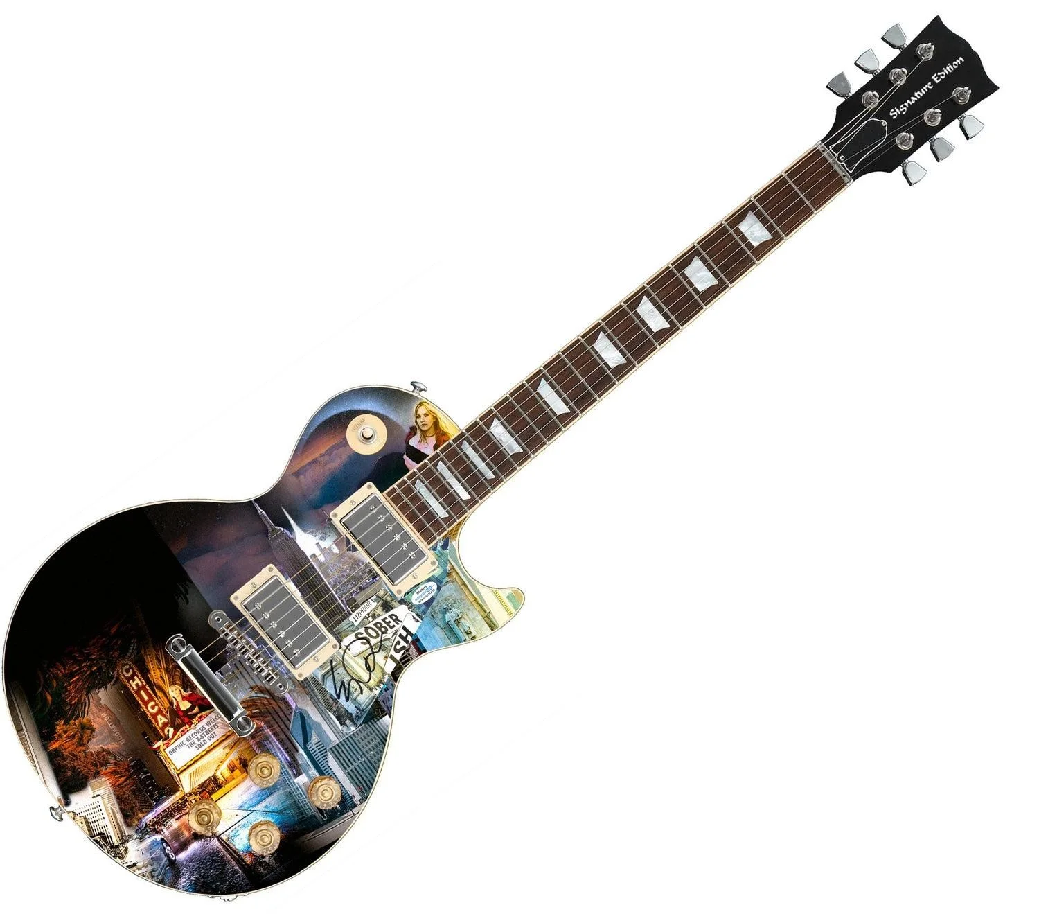 Liz Phair Soberish Signed Autographed 1/1 Custom Graphics Photo Guitar ACOA, image 3