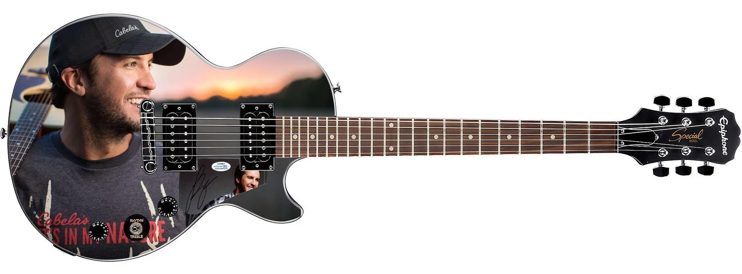 Luke Bryan Signed Epiphone 1/1 Custom Graphics Guitar ACOA, image 2