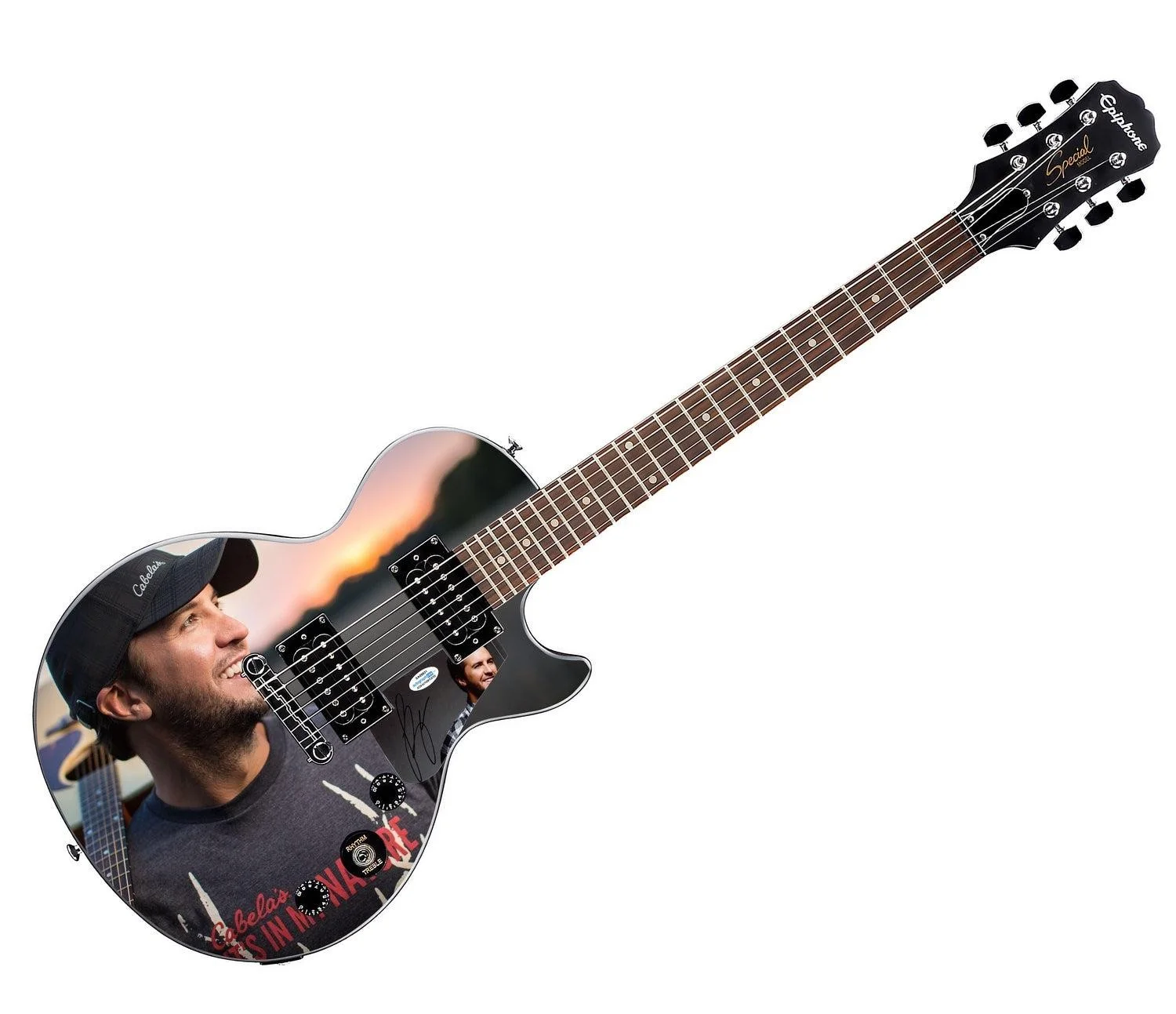 Luke Bryan Signed Epiphone 1/1 Custom Graphics Guitar ACOA, image 3