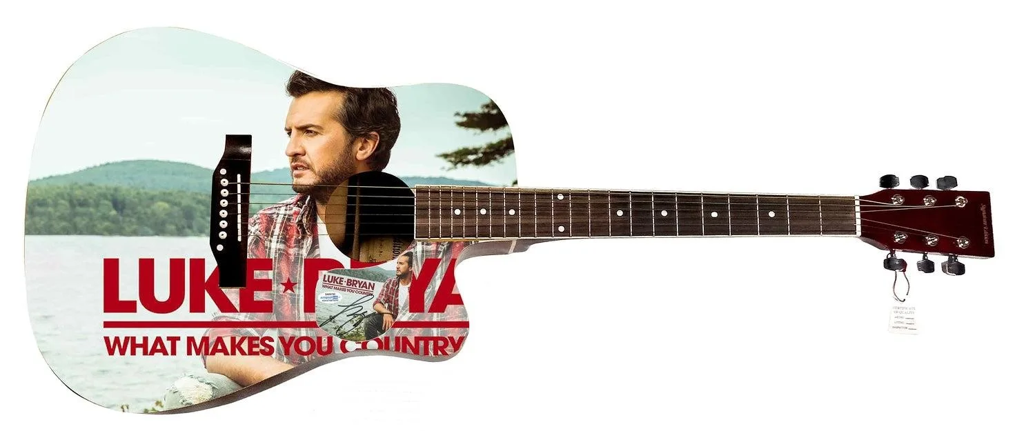 Luke Bryan What Makes You Country Tour Autographed Custom Photo Graphics Guitar, image 3