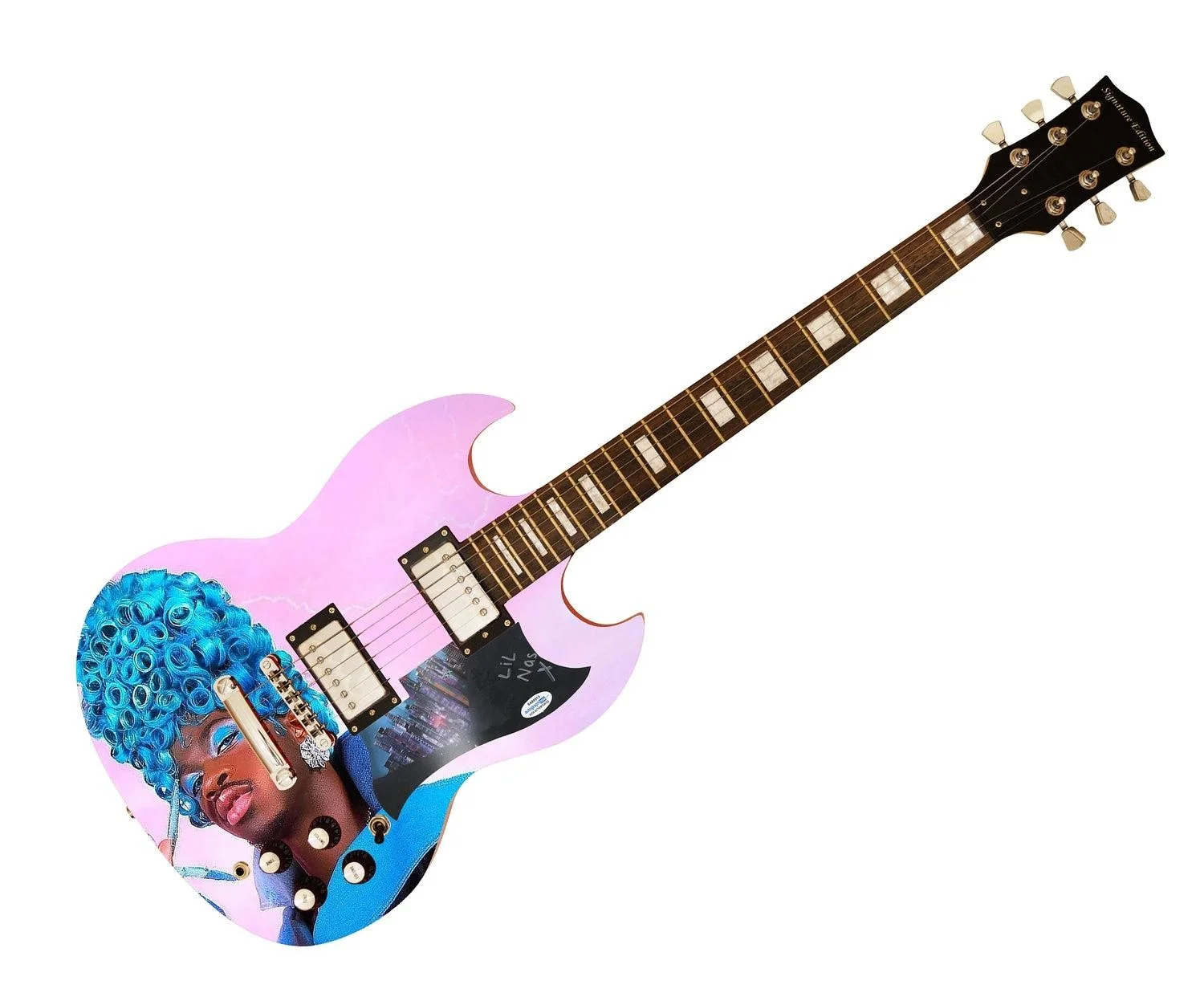 Lil Nas X Signed Autographed Custom Photo Graphics Guitar ACOA ACOA, изображение 3