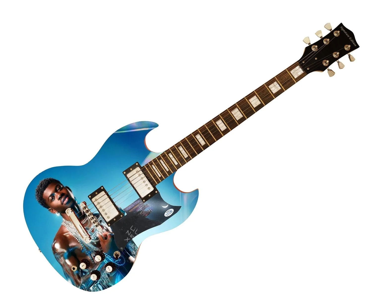 Lil Nas X Signed Autographed Custom Photo Graphics Guitar ACOA ACOA, image 3