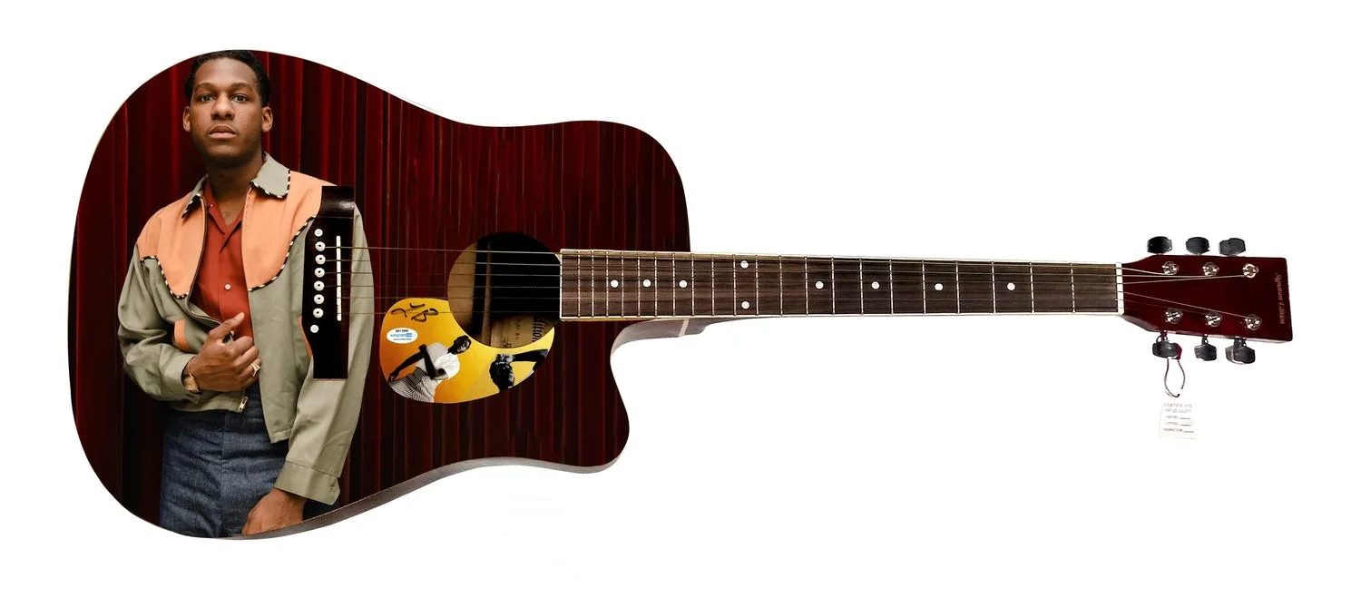 Leon Bridges Signed Custom Graphics Photo Guitar ACOA, image 2