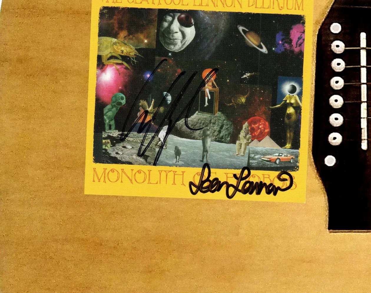 Les Claypool Sean Lennon Autographed Monolith Of Phobos Acoustic Guitar A, image 2