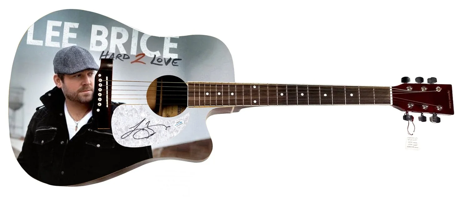Lee Brice Signed Hard 2 Love Album LP Cd Graphics 1/1 Acoustic Guitar ACOA, image 2