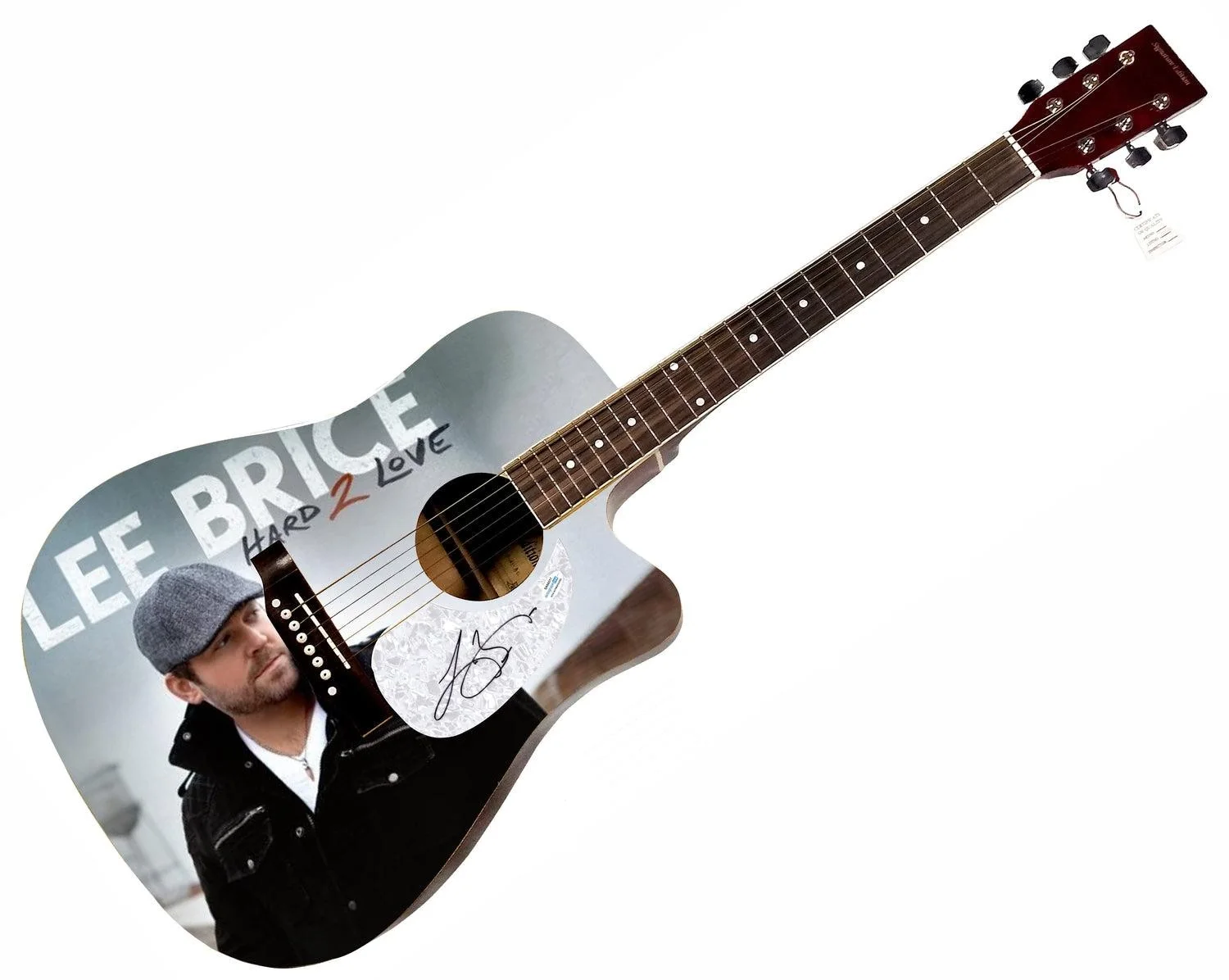 Lee Brice Signed Hard 2 Love Album LP Cd Graphics 1/1 Acoustic Guitar ACOA, image 3