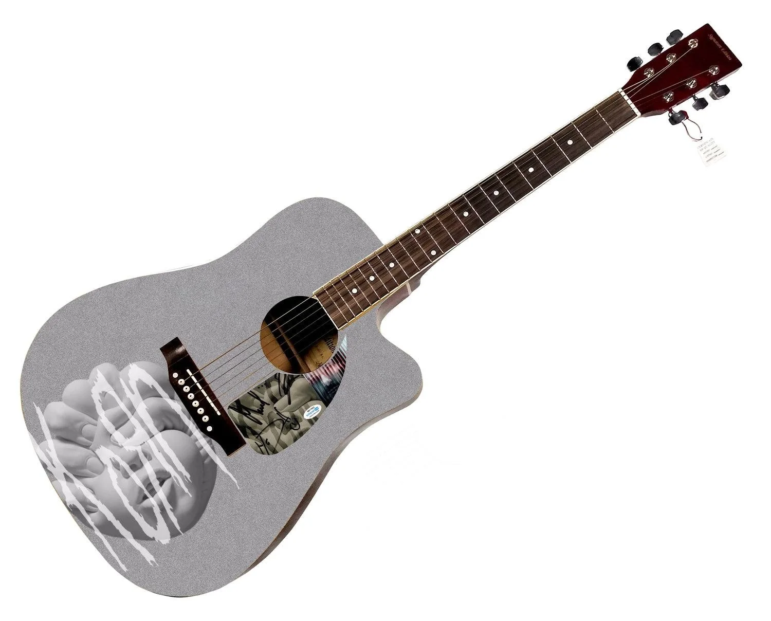 KoRn Signed Custom Graphics Photo Guitar ACOA, image 3