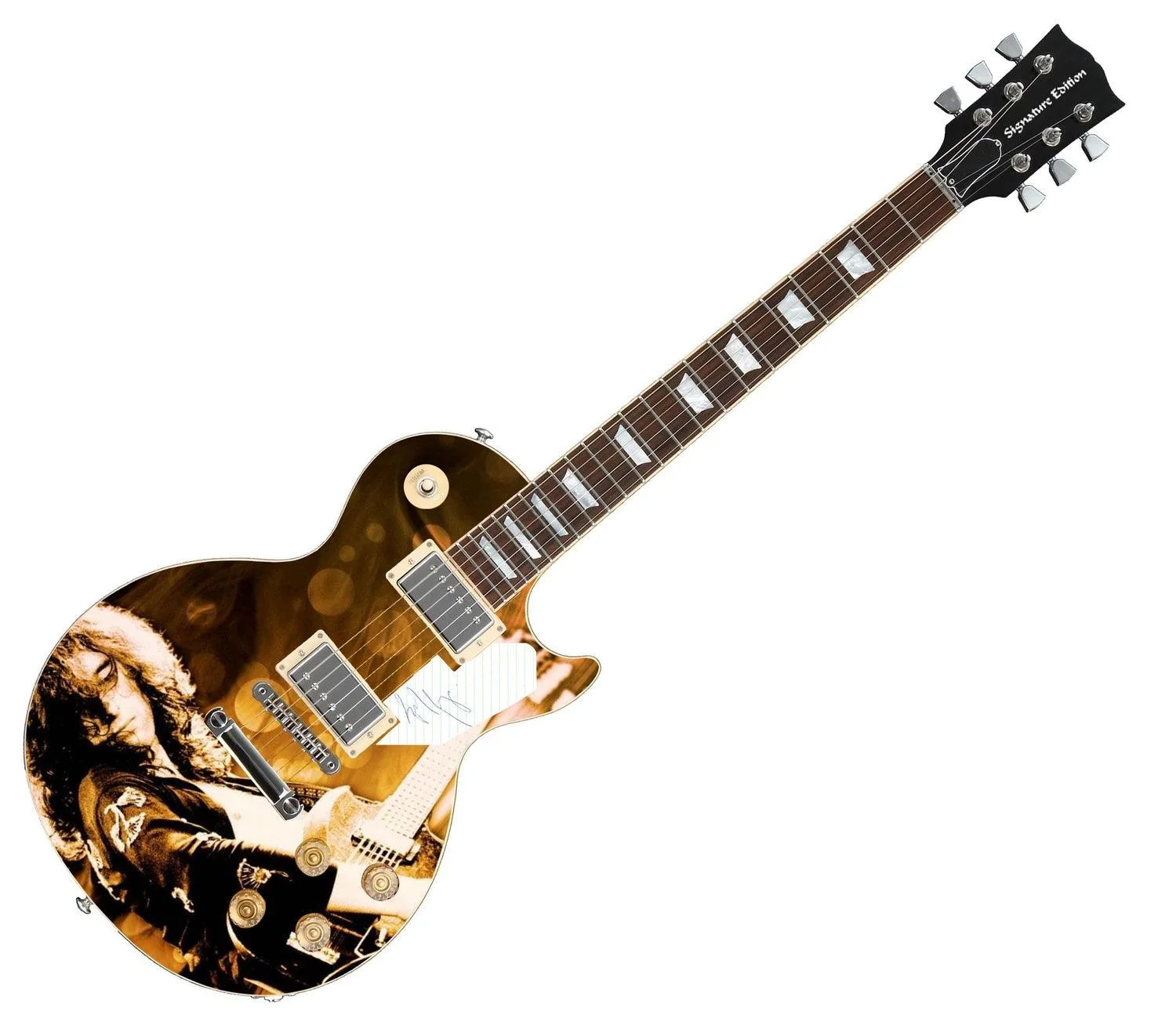 Led Zeppelin Jimmy Page Signed Custom Graphics 1/1 Photo Guitar, изображение 3