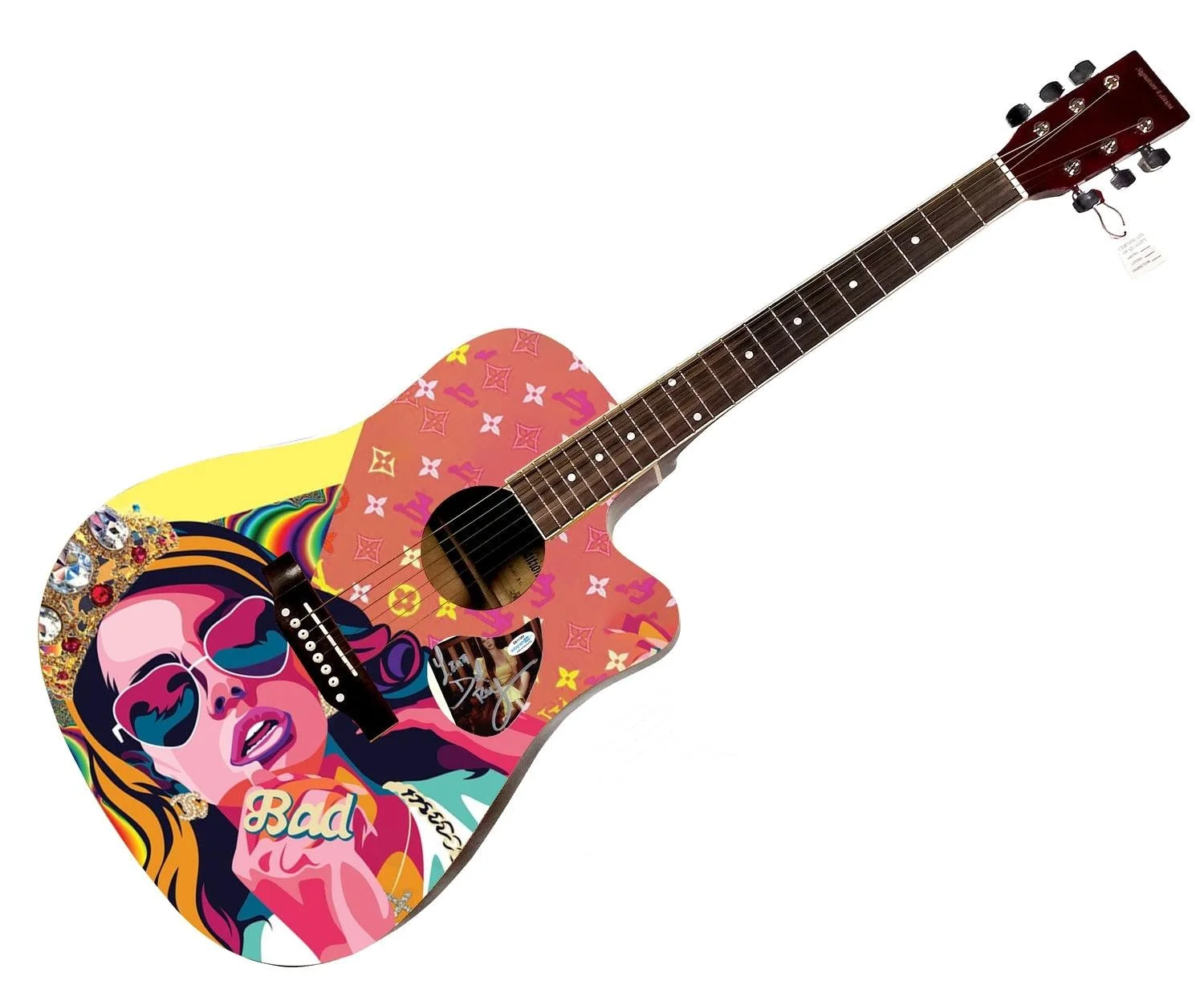 Lana Del Rey Signed Autographed Custom Graphics Photo Guitar ACOA, изображение 3