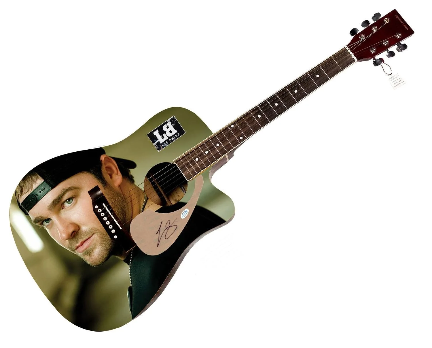 Lee Brice Signed 1/1 Custom Graphics Photo Guitar, image 3