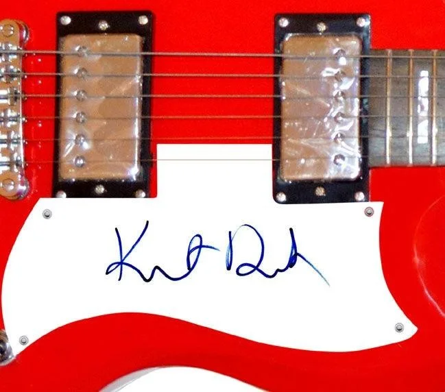 Kirsten Dunst Signed Autographed Red Guitar, image 3