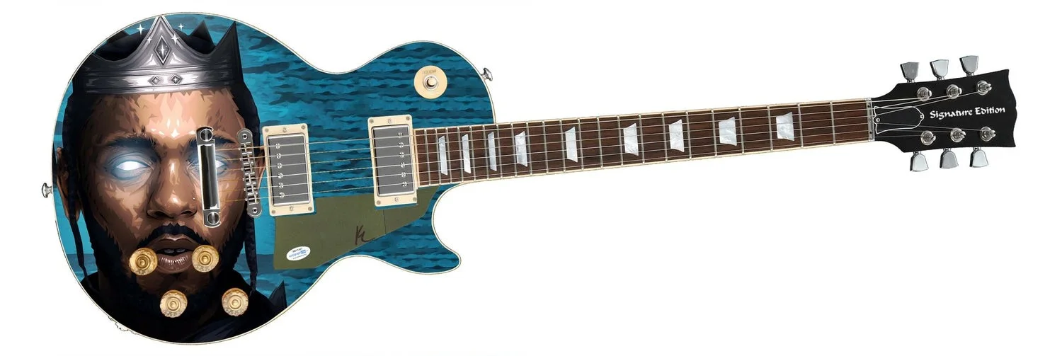 Kendrick Lamar Signed Autographed Custom Photo Graphics Guitar ACOA, image 2