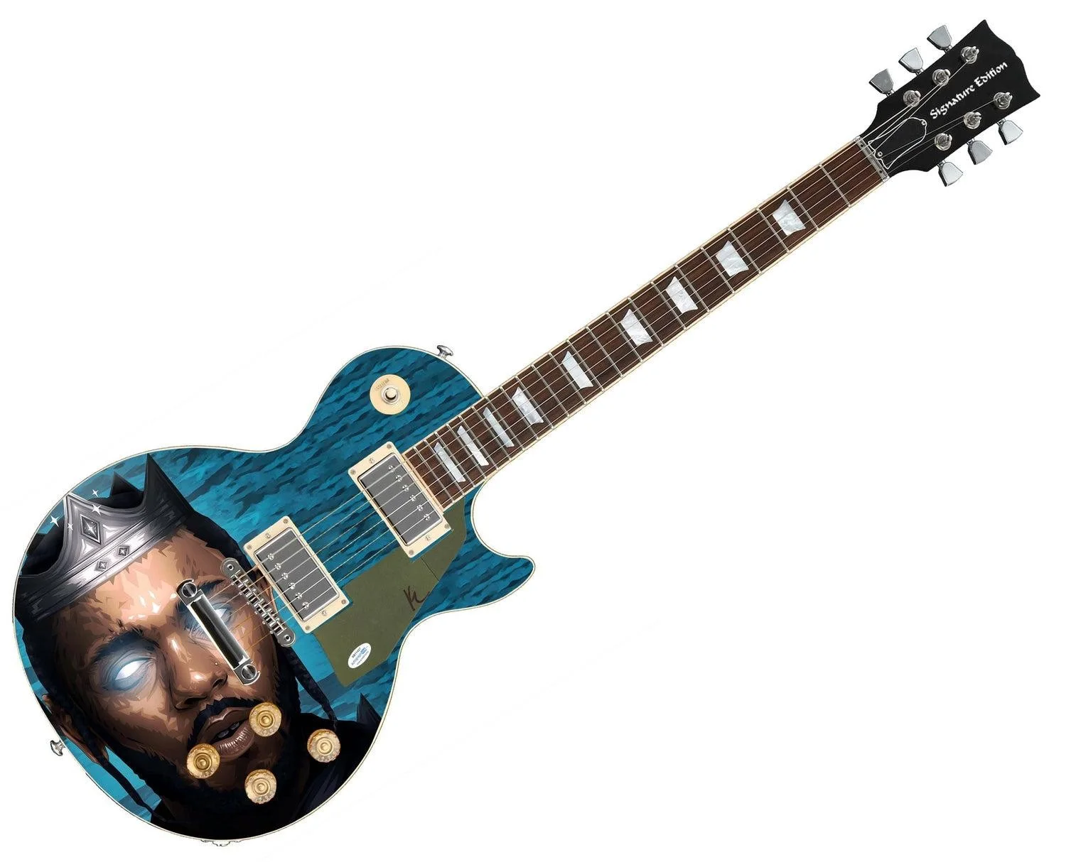 Kendrick Lamar Signed Autographed Custom Photo Graphics Guitar ACOA, image 3