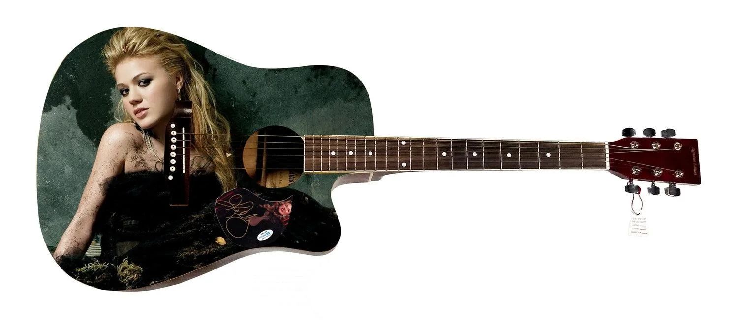 Kelly Clarkson Signed Graphics Acoustic Guitar ACOA, image 3
