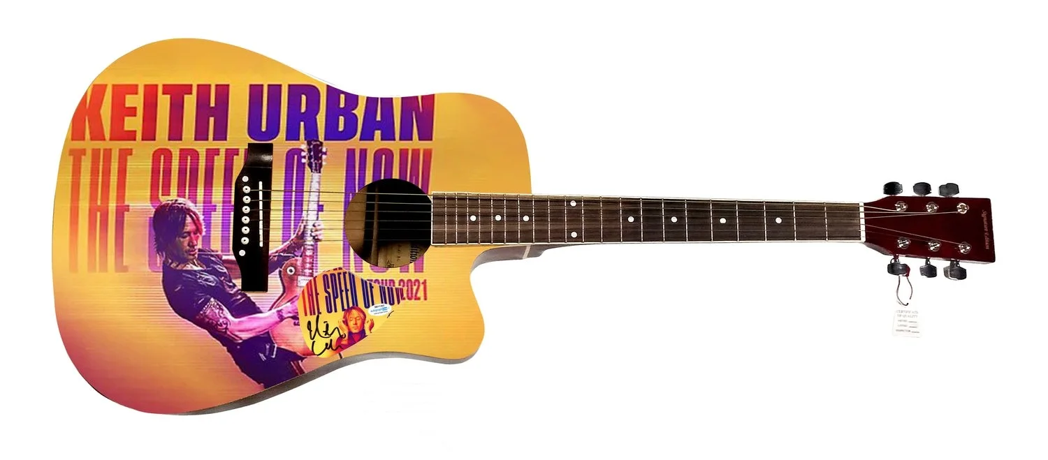 Keith Urban Signed Autographed Custom Graphics Photo Guitar ACOA, image 2
