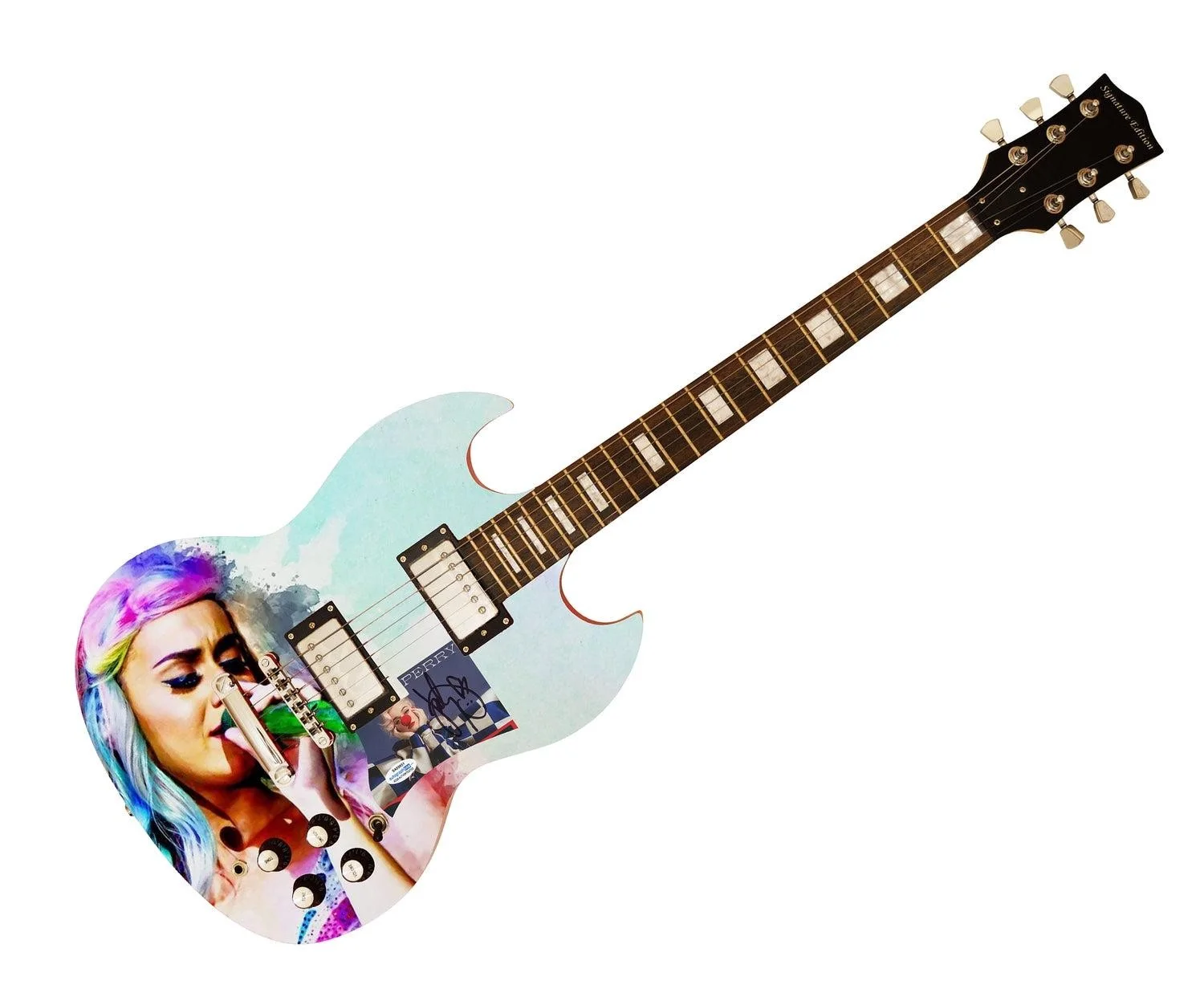 Katy Perry Smile Signed Autographed Custom Photo Graphics Guitar ACOA ACOA, image 3