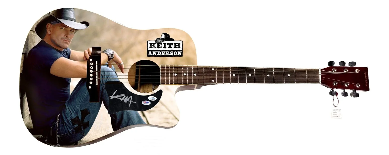 Keith Anderson Signed 1/1 Custom Graphics Photo Guitar ACOA PSA, image 2