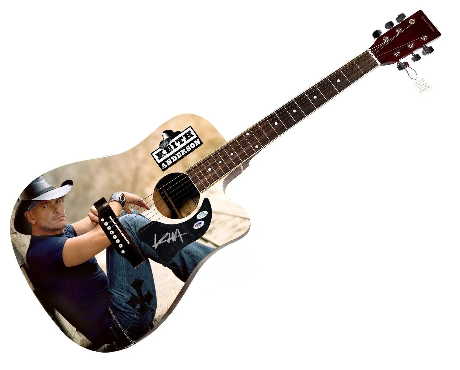 Keith Anderson Signed 1/1 Custom Graphics Photo Guitar ACOA PSA, image 3