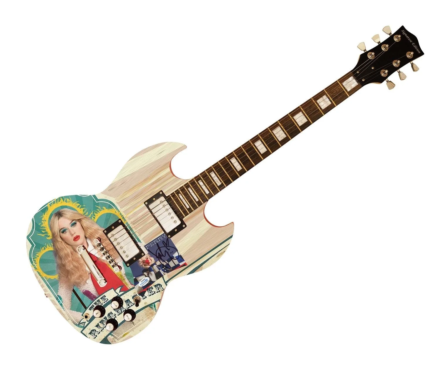 Katy Perry Smile Signed Autographed Custom Photo Graphics Guitar ACOA ACOA, image 3