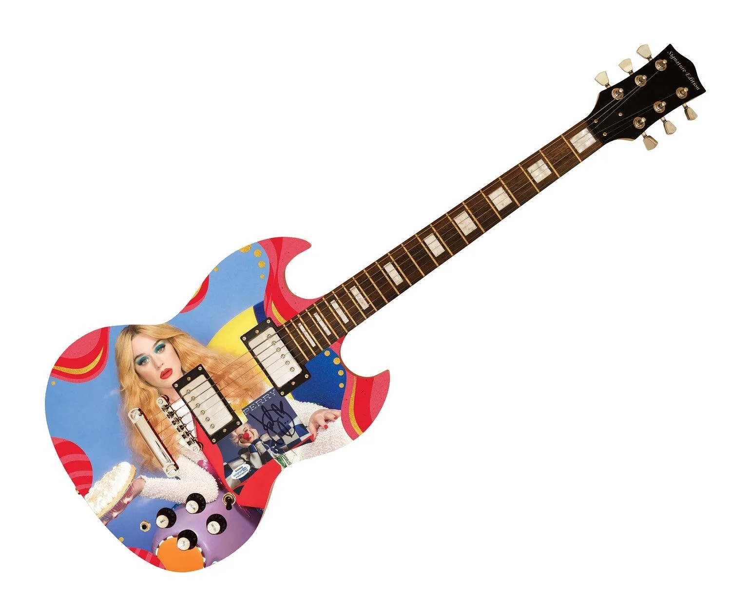 Katy Perry Smile Signed Autographed Custom Photo Graphics Guitar ACOA ACOA, image 3