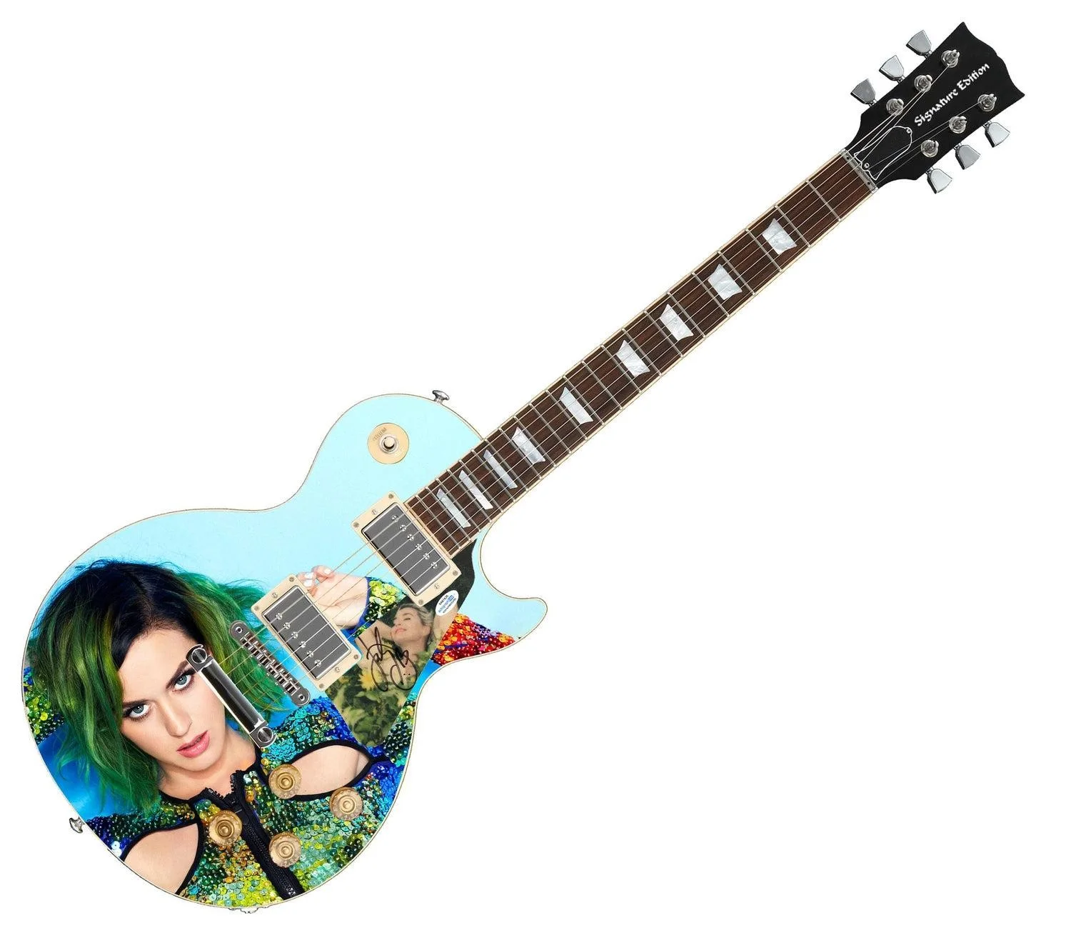 Katy Perry Signed Custom Graphics 1/1 Photo Guitar ACOA, image 3