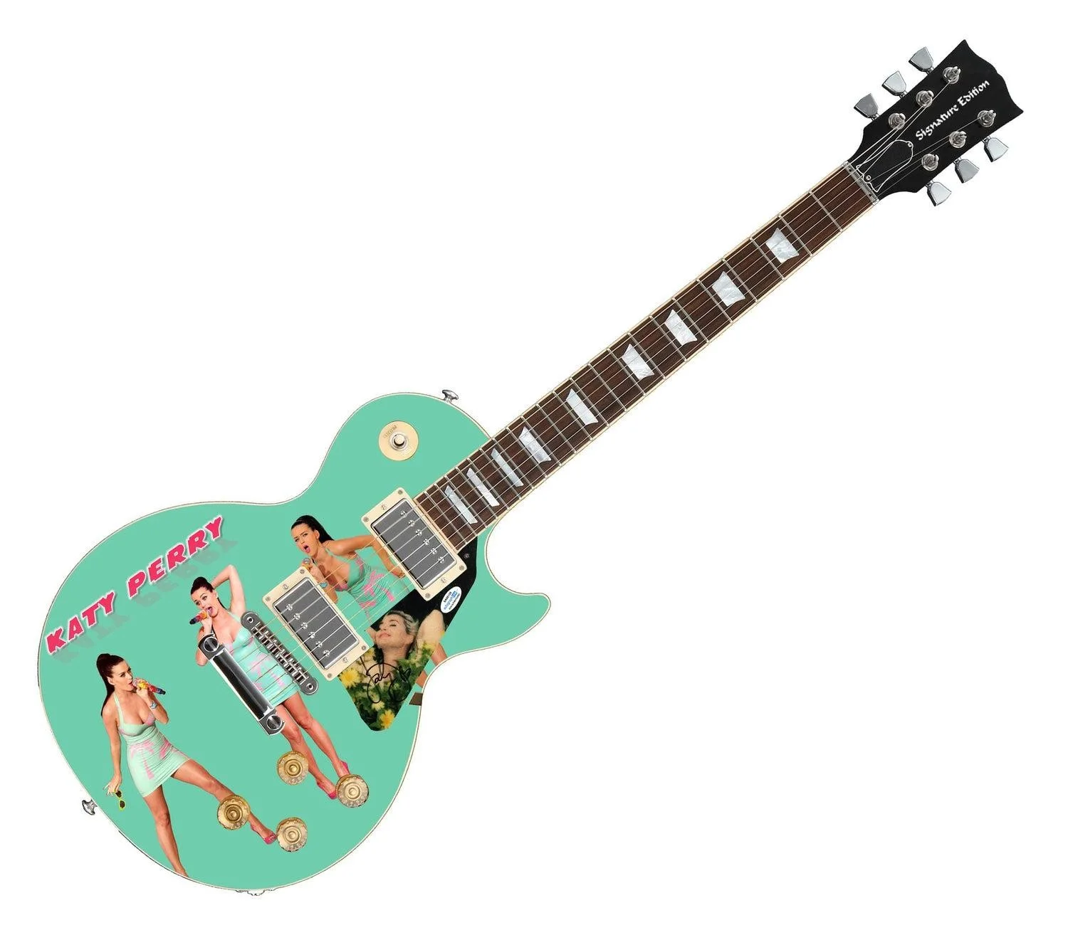 Katy Perry Signed Multi Image Signing Live Photo Guitar ACOA, image 3
