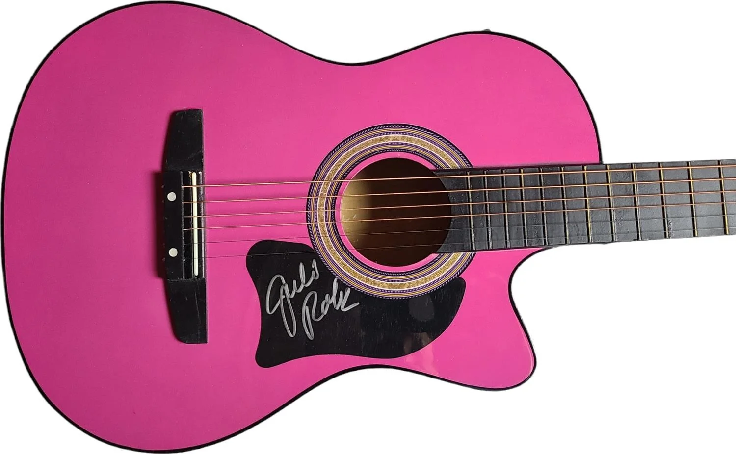 Julie Roberts Signed Pink Acoustic/Electric Guitar UACC AFTAL RACC TS, изображение 2