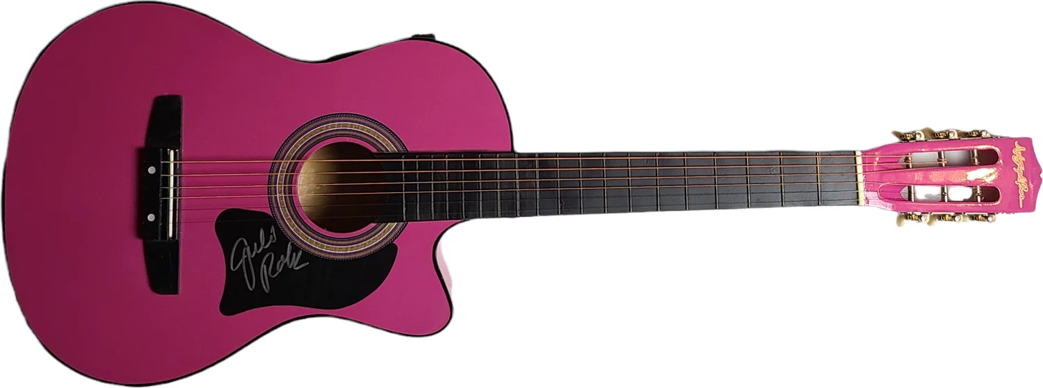 Julie Roberts Signed Pink Acoustic/Electric Guitar UACC AFTAL RACC TS, изображение 3