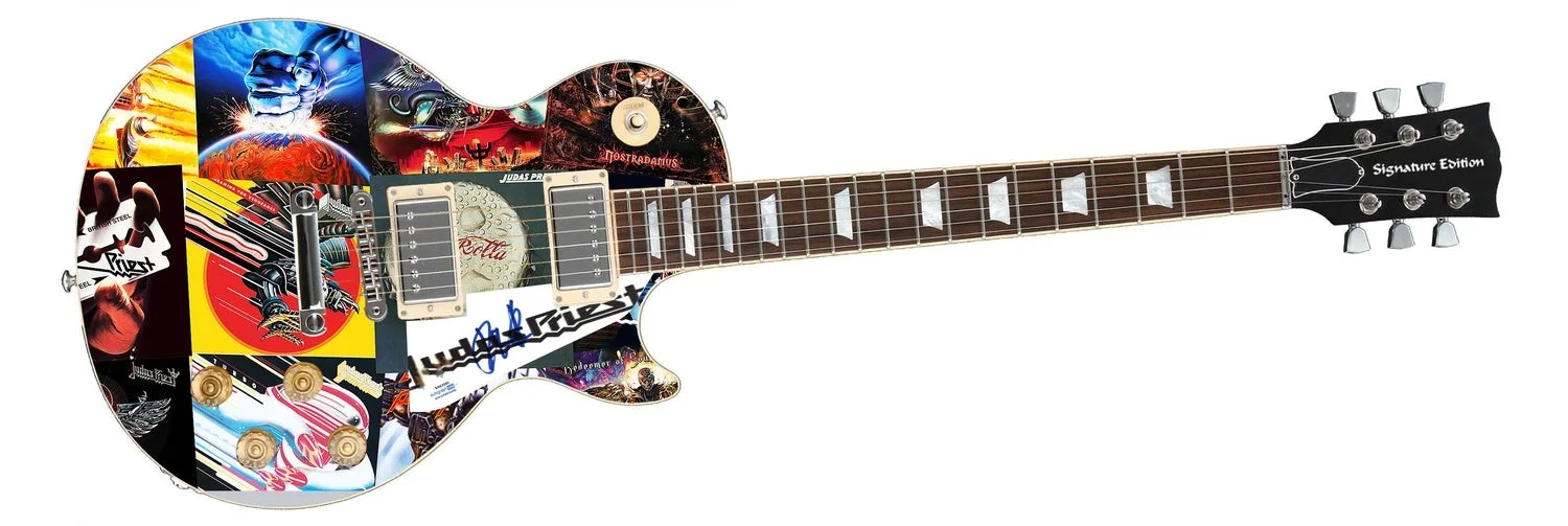 Judas Priest Rob Halford Signed Autographed Graphics Photo Guitar ACOA, image 2