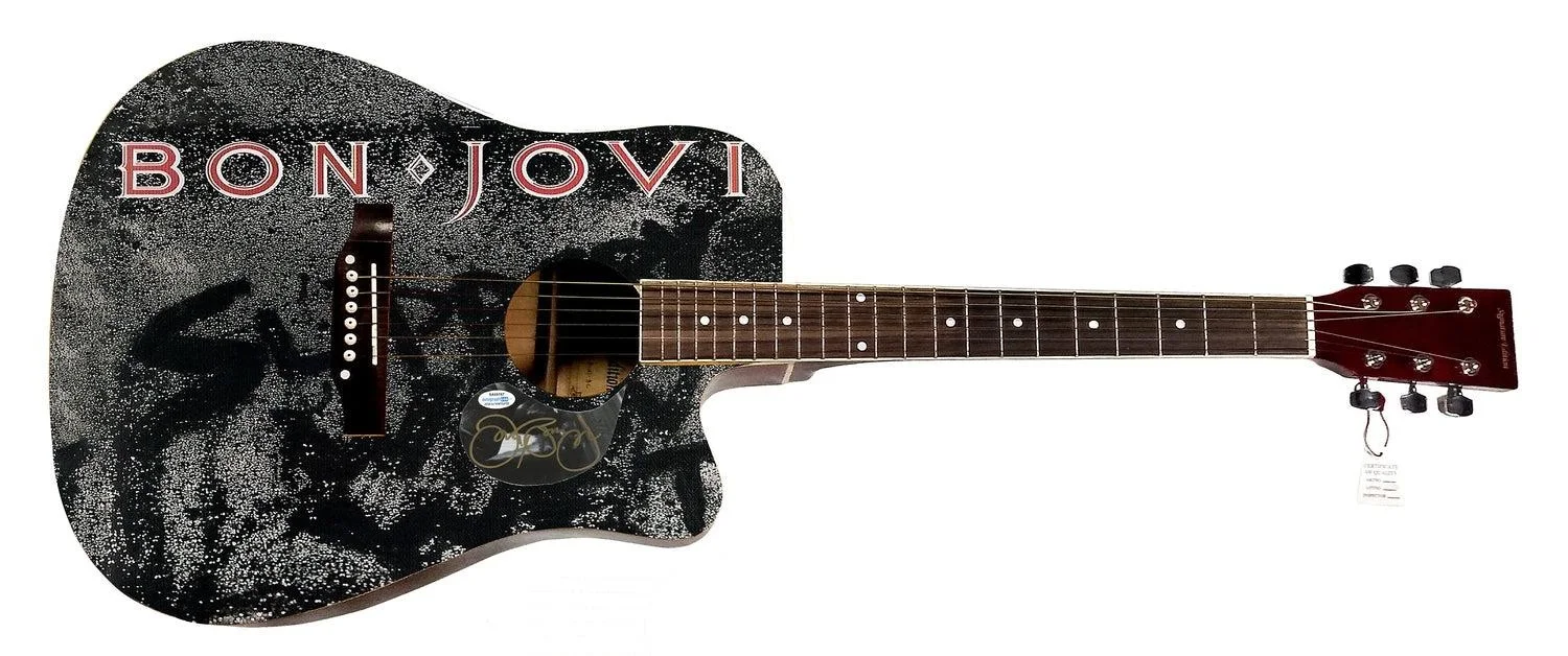 Jon Bon Jovi Slippery When Wet Signed Autographed Custom Photo Graphics Guitar A, image 3