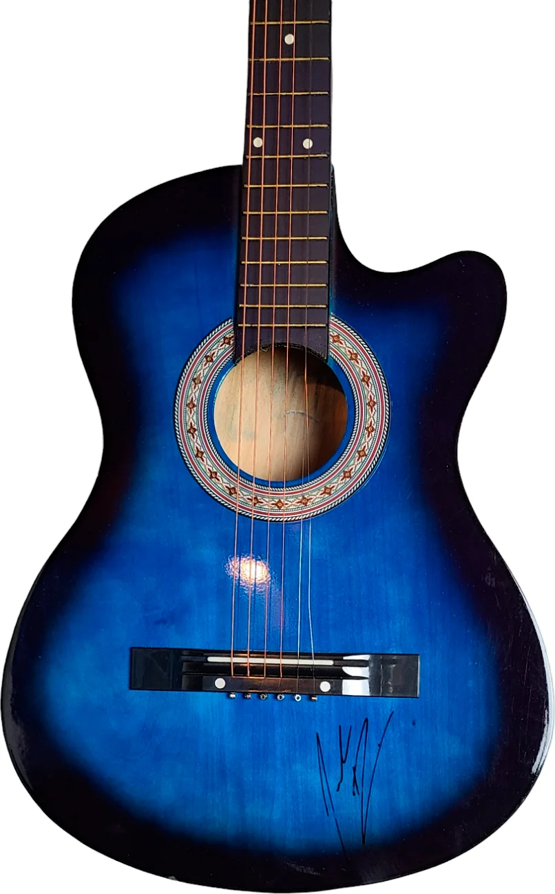 Jordan Davis Signed Placid Blue Acoustic Guitar, image 3
