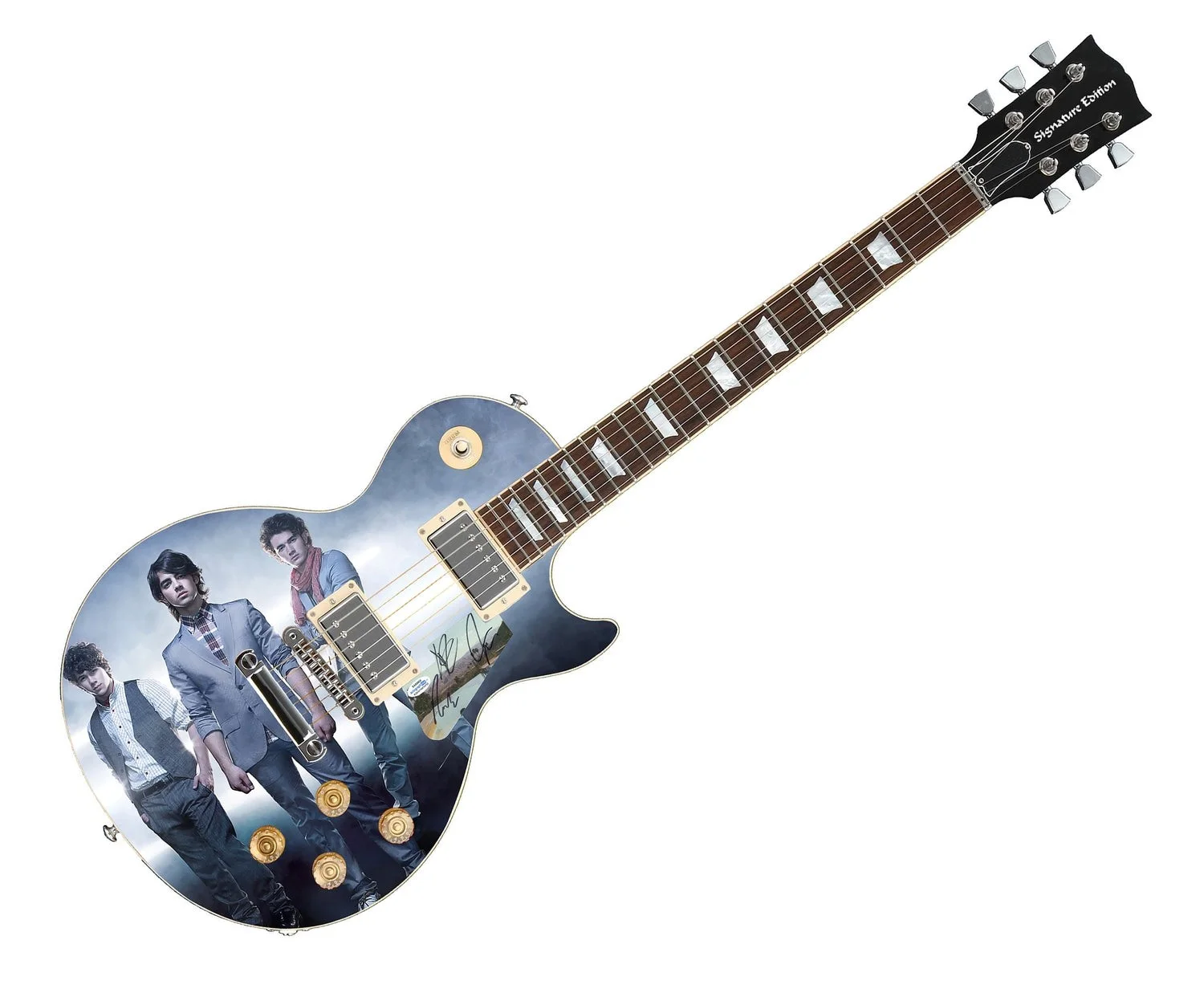 Jonas Brothers Signed Autographed Custom Photo Graphics Guitar ACOA, изображение 2