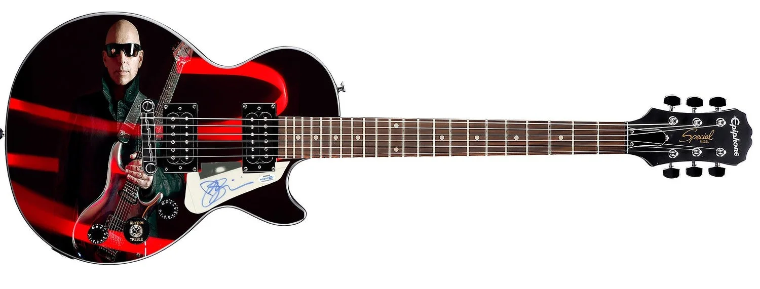 Joe Satriani Signed Gibson Epiphone Les Paul Photo Graphics Guitar ACOA, изображение 2