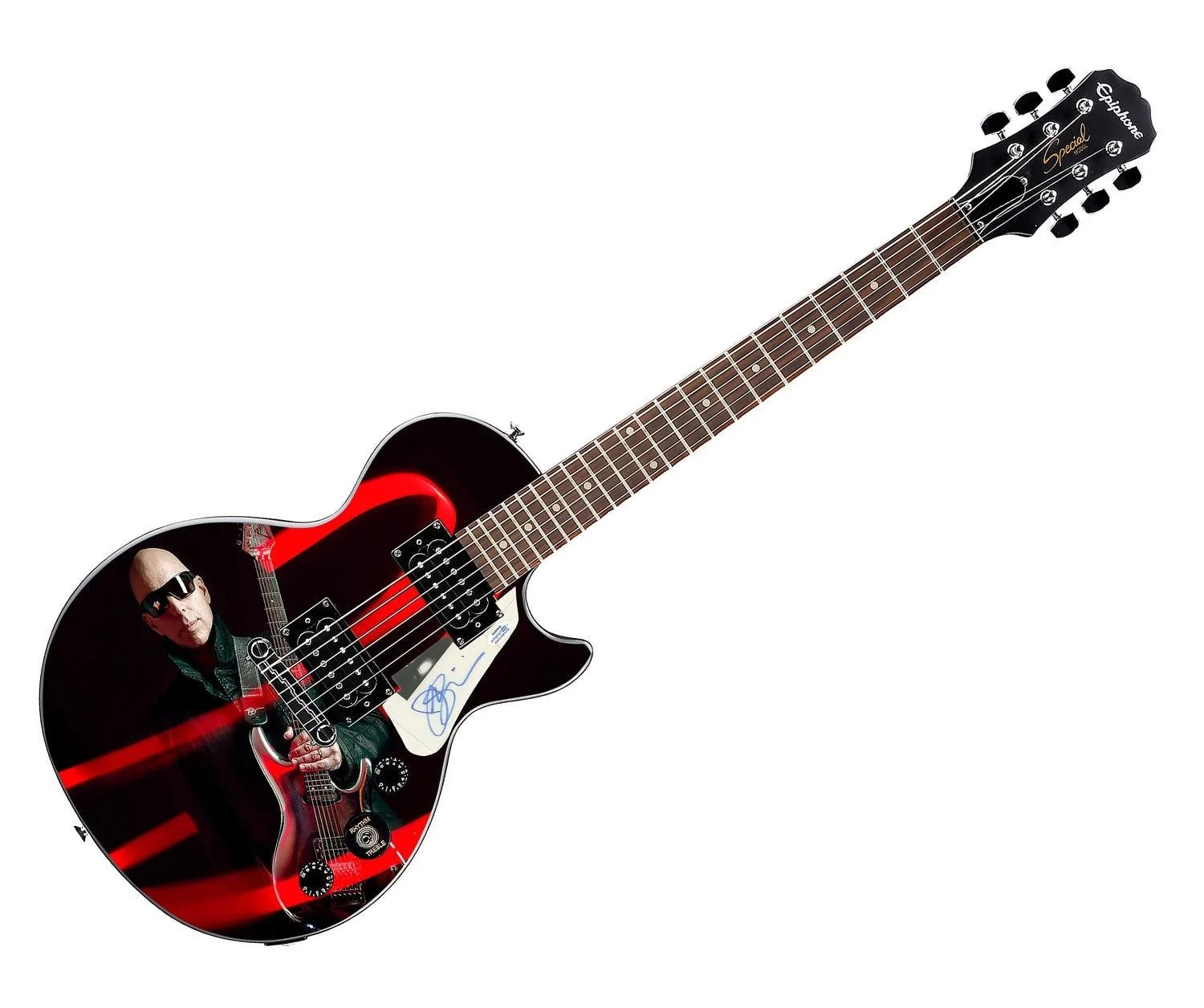 Joe Satriani Signed Gibson Epiphone Les Paul Photo Graphics Guitar ACOA, изображение 3