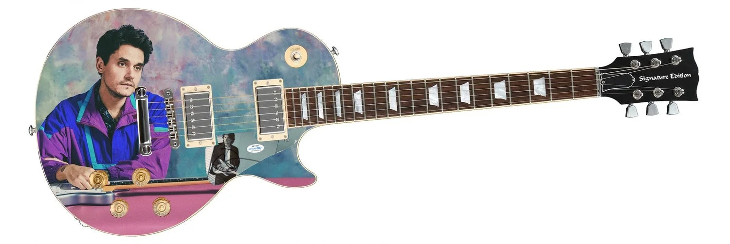 John Mayer Epiphone Autographed Custom Photo Graphics Guitar ACOA, image 2