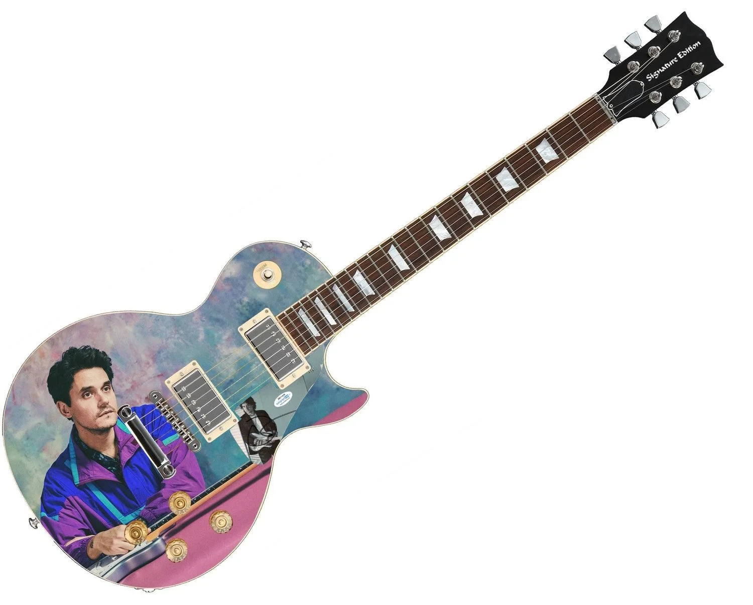 John Mayer Epiphone Autographed Custom Photo Graphics Guitar ACOA, image 3