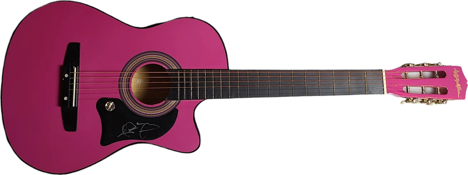 Jo Dee Messina Signed Pink Acoustic/Electric Guitar UACC AFTAL RACC TS, изображение 4
