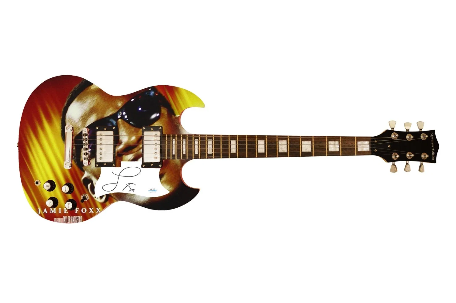 Jamie Foxx Signed Autographed Custom Graphics Photo Guitar ACOA, image 2